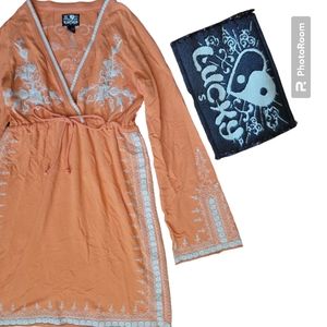 RARE! Lucky Brand Orange Embroidered Dress - S